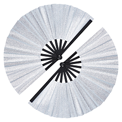 Серебро Складные веера из полипропилена, блестящие пустые полиэстеровые веера, серебряные, 330 мм