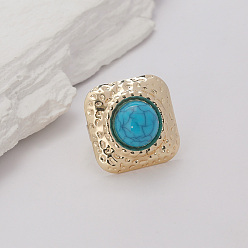 Квадрат Модные кольца из сплава в винтажном стиле, золотые, квадратный, 23 мм