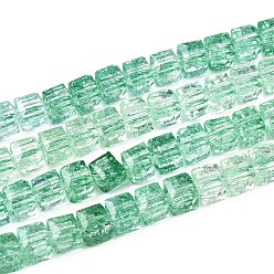 Средний Аквамарин Хрустящие прозрачные стеклянные бусины нити, кубические, граненые, средний аквамарин, 5.5~6x6~6.5x6~6.5 мм, отверстие : 1.2~1.5 мм, около 65 шт / нитка, 14.76~14.96 дюйм (37.5~38 см)