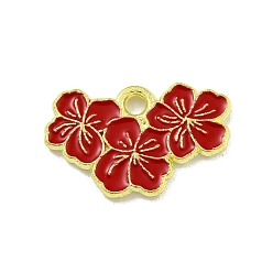 (123L) Белый крем непрозрачный блеск Подвески из эмали и сплава, золотые, сакура очарование, огнеупорный кирпич, 11x18x1.5 мм, отверстие : 1.8 мм