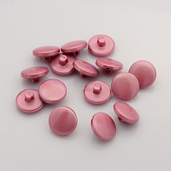 Pale Violet Red Acrylic Shank Buttons, 1-Hole, Flat Round, Pale Violet Red, 13x7mm, Hole: 1.6mm