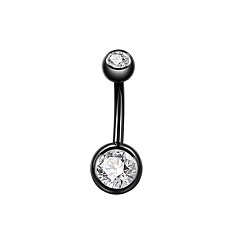 Черный 304 нержавеющая сталь, прозрачный кубический цирконий 15 калиброванные круглые кольца для пупка, пирсинг пупка кольца, изогнутая штанга украшения для тела для женщин, чёрные, 10 мм, штифты : 1.6 мм