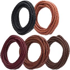 (52) Непрозрачная лаванда 10 ярдов 5 цветов плетеного кожаного шнура, круглые, разноцветные, 3 мм, около 2.00 ярдов (1.83 м) / цвет