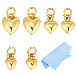 Золотой 6 шт. 3 стили 925 подвески в форме сердца из стерлингового серебра, с прыжковых колец, золотые, 6~8x4~6x3~4 мм, отверстие : 2.6~3 мм, 2 шт / стиль