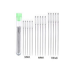 Нержавеющая Сталь Цвет Иглы из нержавеющей стали, тупые иглы с большим ушком, для вышивки крестом, вязание, вышивка лентами, с пластиковой бутылкой для хранения, цвет нержавеющей стали, 50~70 мм, 3 стили, 5 шт / стиль, 15 шт / комплект