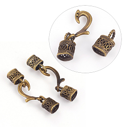 Brushed Antique Bronze Brass Hook and S-Hook Clasps, Brushed Antique Bronze, 39mm