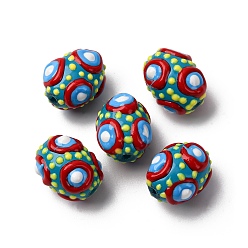 Темно-Голубой Стеклянные эмалевые бусины, бусины ручной работы, овальные, глубокое синее небо, 15~16.5x12~13 мм, отверстие : 1.5 мм