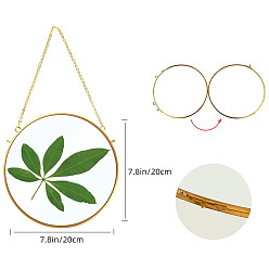 Без Покрытия Подвесная фоторамка из латуни и стекла, рамка дисплея diy произведения искусства, плоско-круглые, сырой (без покрытия), 200 мм