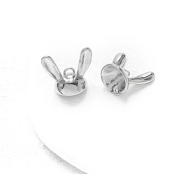 Платина Латунный кубок жемчужный колышек, за половину пробурено бисера, кролик, платина, 16x13x10 мм