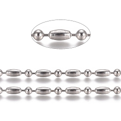 Нержавеющая Сталь Цвет Не тускнеют 304 шариковые цепи из нержавеющей стали, цвет нержавеющей стали, рис: 9x4.5 мм, Шар: 4.5 mm
