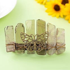Smoky Quartz Natural Indian Agate Hair Barrettes, Butterfly, 20x80mm