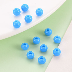 Deep Sky Blue Opaque Acrylic Beads, Round, Deep Sky Blue, 6x5mm, Hole: 1.8mm, about 4400pcs/500g