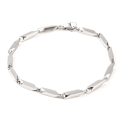 Нержавеющая Сталь Цвет Не тускнеющие 201 прямоугольные браслеты из нержавеющей стали для женщин, цвет нержавеющей стали, 8-1/4 дюйм (20.8 см)