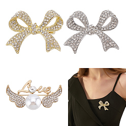 Платиновый & Золотой 3 шт. 3 стили броши из цинкового сплава со стразами для рюкзака, разнообразные, платиной и золотом, 28.5~34x41~49 мм, 1 шт / стиль