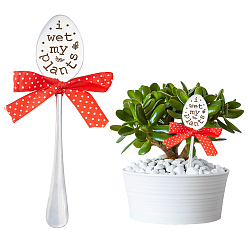 Платина Ложки с этикетками для заводов железа, декоративные садовые маркерные столбики, платина, 177x38.5x3.5 мм