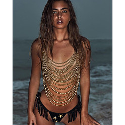 Светло-хаки Пластиковые искусственные жемчужины, круглые бусины, многослойные, сексуальные, бикини, грудь, боди, цепи, светлый хаки, 710 мм