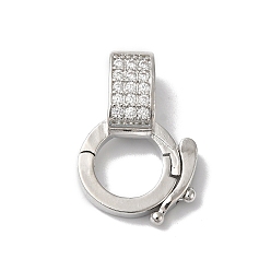 Платина Покрытие стойки латунь микро паве прозрачный кубический цирконий твистер, без кадмия и без свинца, долговечный, платина, 18.5 мм, отверстие : 6x3 мм