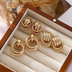 Золотой 3 пары серег-гвоздиков из сплава в стиле ретро, твист кольцо, золотые, 34 мм
