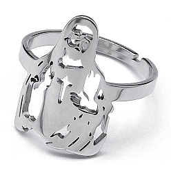 Stainless Steel Color Non-Tarnish 201 Stainless Steel Adjustable Rings, Stainless Steel Color, Inner Diameter: 18mm