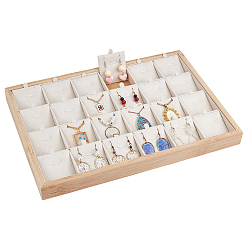 (404) Непрозрачное AB Кислое яблоко 24 подвесные подносы из бамбука с сетчатыми вставками и карточками из искусственной кожи, прямоугольные, цветочный белый, 35.5x24.5x3 см, сетка: 57x55 мм