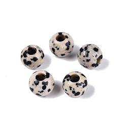 Далматинских Джаспер Европейские бусины из далматинской яшмы, гладкий круглый, бусины с большим отверстием, 10x8.5 мм, отверстие : 4 мм