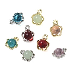 Gemischte Farbe Handgefertigte Murano Charme, Blume Reize, mit Legierung-Zubehör, Platin & golden, Gemischte Farbe, 12x9.5x7.5 mm, Bohrung: 1.2 mm