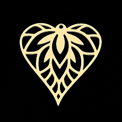 Золотой 201 подвески из нержавеющей стали, лазерная резка, сердце, золотые, 30.5x28.5x1 мм, отверстие : 1.4 мм