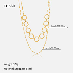 Шестиугольник 304 двухслойные колье из нержавеющей стали, золотые, шестиугольник, 14.17 дюйм (36 см)