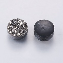 Gray Imitation Druzy Gemstone Resin Cabochons, Flat Round, Gray, 8x3~4mm