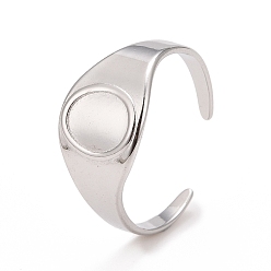 Stainless Steel Color Non-Tarnish 304 Stainless Steel Oval Chunky Open Cuff Ring for Women, Stainless Steel Color, US Size 8 1/2(18.5mm)