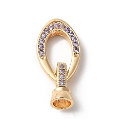 Лиловый Латунное микропейв, прозрачный кубический цирконий, складные застежки, без никеля , овальные, сирень, 25 мм, внутренний диаметр: 4.5 мм