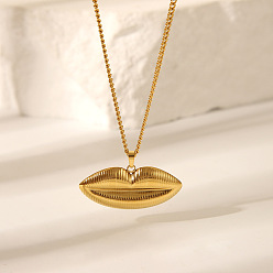 Настоящее золото 18K Эффектные 304 подвески в виде губ из нержавеющей стали для женщин, реальный 18 k позолоченный, 16.34 дюйм (41.5 см)