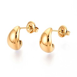 Настоящее золото 14K 304 из нержавеющей стали серьги, ионное покрытие (ip), луна, реальный 14 k позолоченный, 12.2x7 мм