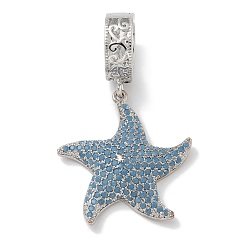 Платина Стойка металлическая латунная микропрофилированная кубическая циркония подвески, долговечный, без свинца и без кадмия, прелести морская звезда, платина, 42.5 мм, отверстие : 10 мм, звезды: 27.5x26x5.5 мм