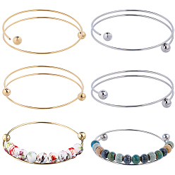 Золотой & Цвет Нержавеющей Стали 6шт. 2 цветное ионное напыление (IP) 304 изготовление браслетов из нержавеющей стали, золотые и нержавеющая сталь цвет, 2-1/2 дюйм (6.5 см), 3 шт / цвет