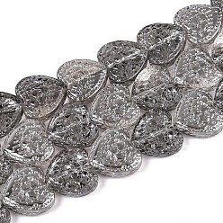 Темно-Зеленый Прозрачные стеклянные бусины, сердце, темно-зеленый, 17~17.5x17.5~18x7~8 мм, отверстие : 1 мм, около 40 шт / нитка, 25.20 дюйм (64 см)