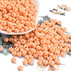 PeachPuff Imitation Jade Glass Seed Beads, Luster, Baking Paint, Round, PeachPuff, 5.5x3.5mm, Hole: 1.5mm