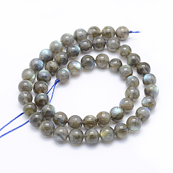 Labradorite Natural Labradorite Beads Strands, Round, 8mm, Hole: 1mm, about 54pcs/strand, 15.7 inch(40cm)