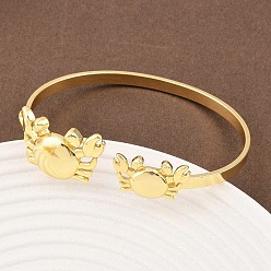 Краб Браслеты-манжеты из латуни с морскими организмами для женщин, реальный 18 k позолоченный, краб, внутренний диаметр: 2-5/8 дюйм (6.65 см)
