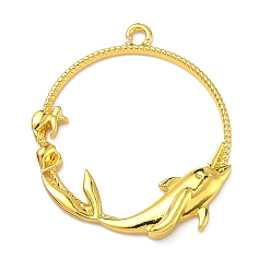 Dolphin Подвески из сплава с открытой задней частью в стиле океана, для diy уф смолы, эпоксидная смола, Прессованные цветочные украшения, долговечный, золотые, дельфин, 39.5x34.5x4 мм, отверстие : 2.2 мм