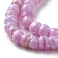 Violet Natural Cultured Freshwater Shell Beads Strands, Dyed, Rondelle, Violet, 6.5~7.5x2~6.5mm, Hole: 1mm, about 85pcs/strand, 14.88 inch(37.8cm)