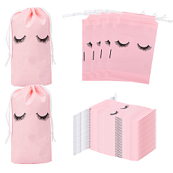 Pink 200шт. печатных пластиковых упаковочных пакетов, прямоугольник с узором из черных ресниц, розовые, 15.2x9.7x0.15 см, о 200 шт / комплект