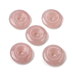 Розовый Кварц Природного розового кварца подвески, подвески в виде пончиков/пи-дисков, 29.5~30.5x7.5~8 мм, отверстие : 6.3~6.5 мм
