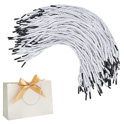 Weiß 3 -feste Polyesterkabel, verdrehtes Seil, mit schwarzem Kunststoff-Schnurende, für DIY Geschenk Bagd Seil Griff machen, weiß, 365x4.5 mm