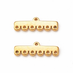 Золотой 304 нержавеющей стали ссылки люстра компонент, 7-коннектор петли, прямоугольные, золотые, 5x16.5x1.5 мм, отверстие : 1 мм