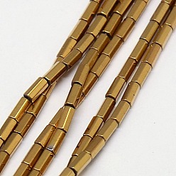 Golden Plated Electroplate Non-magnetic Synthetic Hematite Beads Strands, Hexagon, Grade A, Golden Plated, 4x2mm, Hole: 1mm, about 100pcs/strand, 16 inch