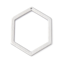Платина Латунные подвески, без кадмия, без никеля и без свинца, шестиугольник, полый, платина, 39x29.5x1 мм, отверстие : 1.2 мм
