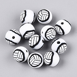 Volleyball Бусины из полимерной глины , игры с мячом, волейбол, 9.5~10 мм, отверстие : 1.5~2 мм