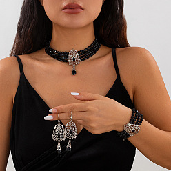 Реактивный Самолет Ожерелье с подвеской из сплава со стеклянными стразами в форме капли, серьги-гвоздики и браслет, платина, струя, 400 мм