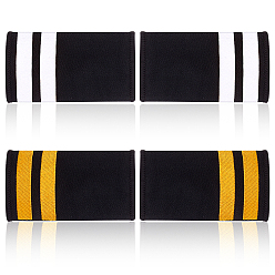 Белый 4 пары 2 цвета прямоугольные полиэстеровые пилотские погоны, пришиваем значки на плечи из фетровой ткани, чёрные, 90~92x49~50x2~2.5 мм, 2 пары / цвет